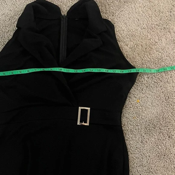 Elegant Black Sleeveless Dress with silver waist buckle size XL - Picture 10 of 14